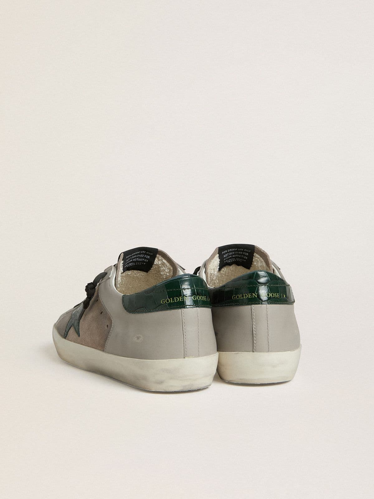 Super-Star pour homme en cuir nappa et cuir velours avec étoile en cuir croco vert