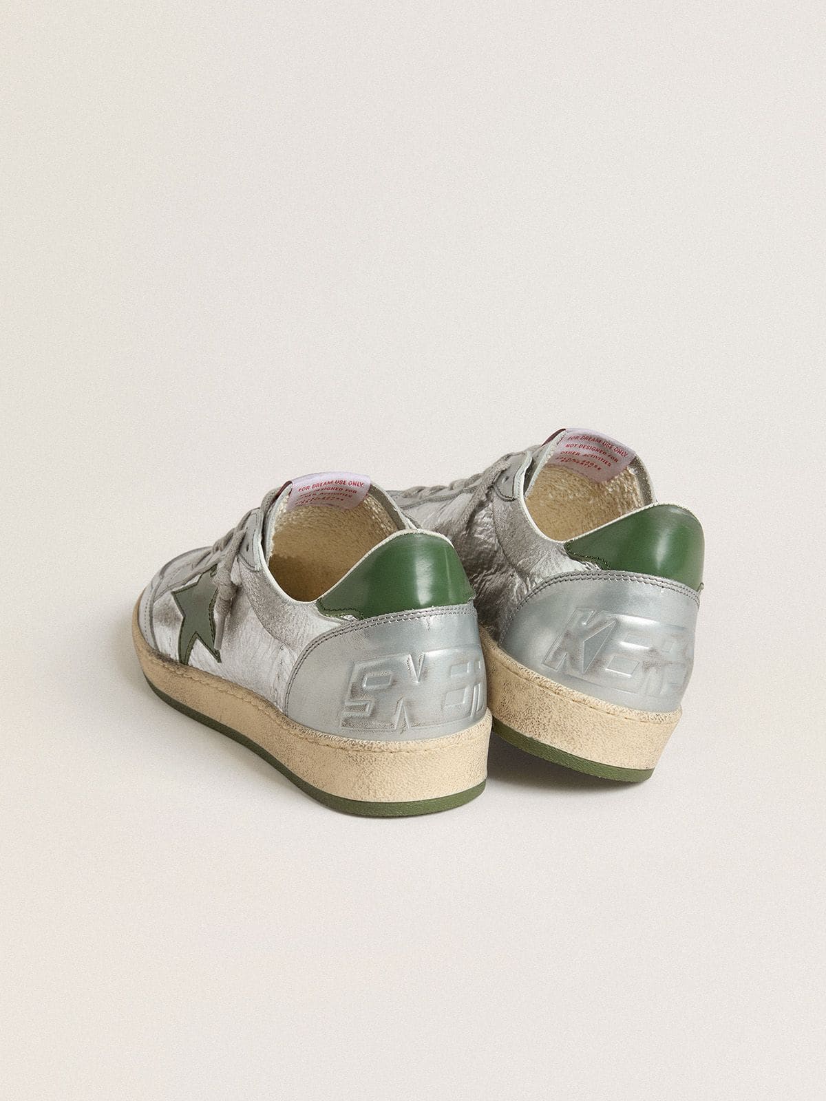 Ball Star pour homme en nylon argenté avec étoile et contrefort en cuir vert