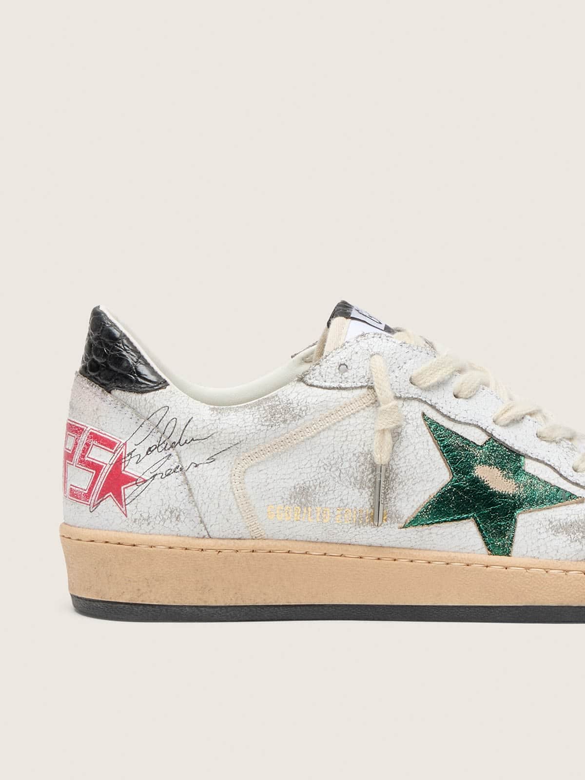 Ball Star avec étoile en cuir lamé et contrefort en cuir gris