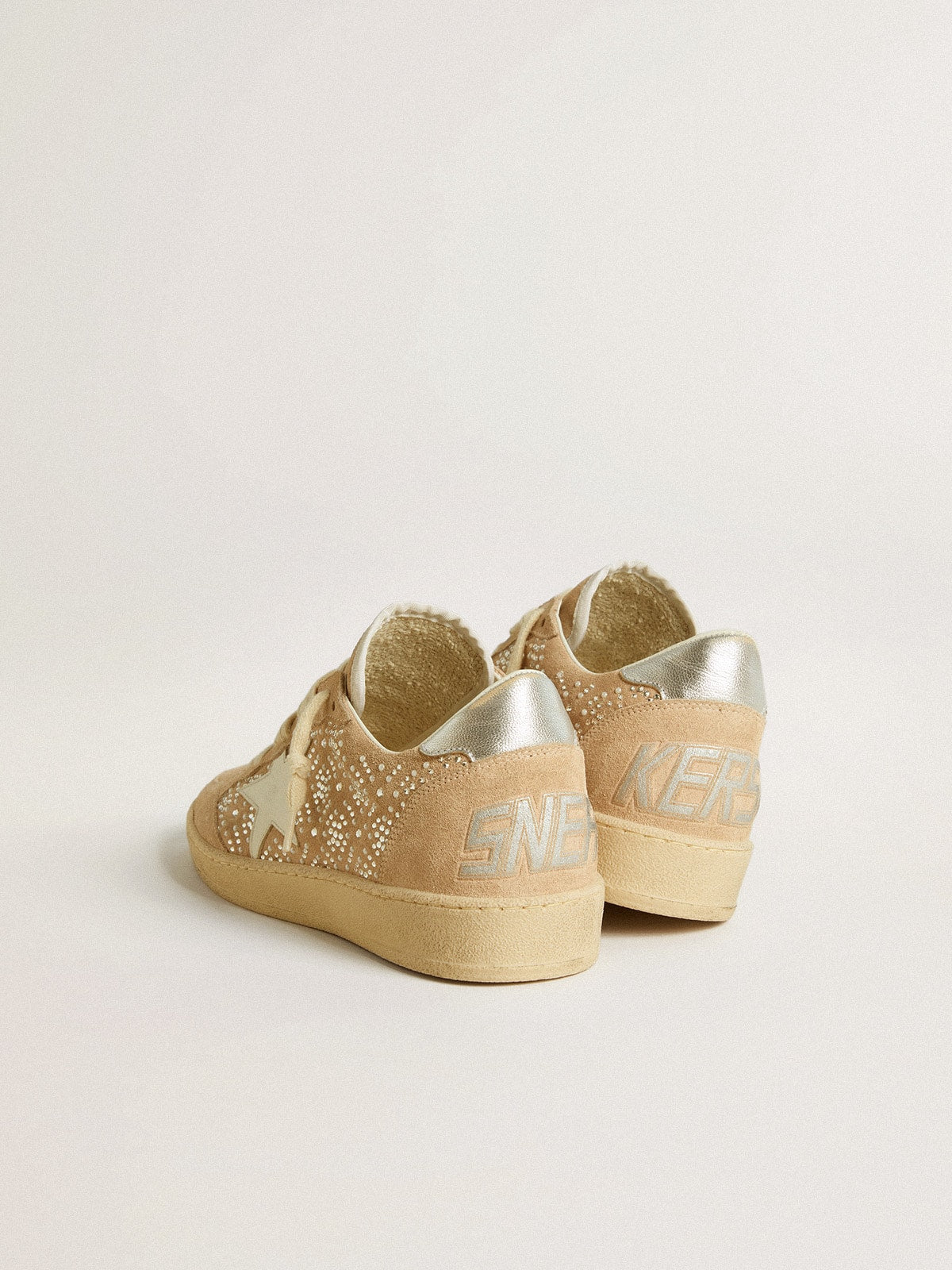 Ball Star en daim avec cristaux Swarovski, étoile en cuir et contrefort lamé