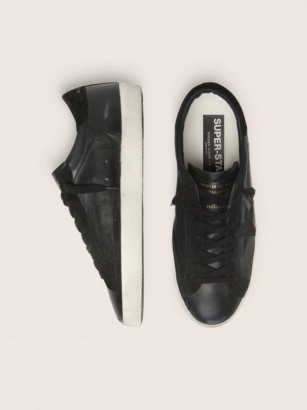Super-Star pour homme en cuir nappa noir avec étoile et contrefort en daim noir