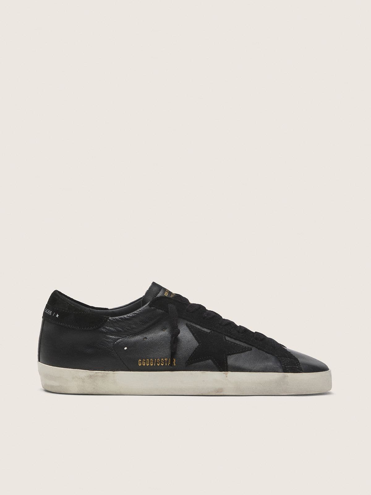 Super-Star pour homme en cuir nappa noir avec étoile et contrefort en daim noir
