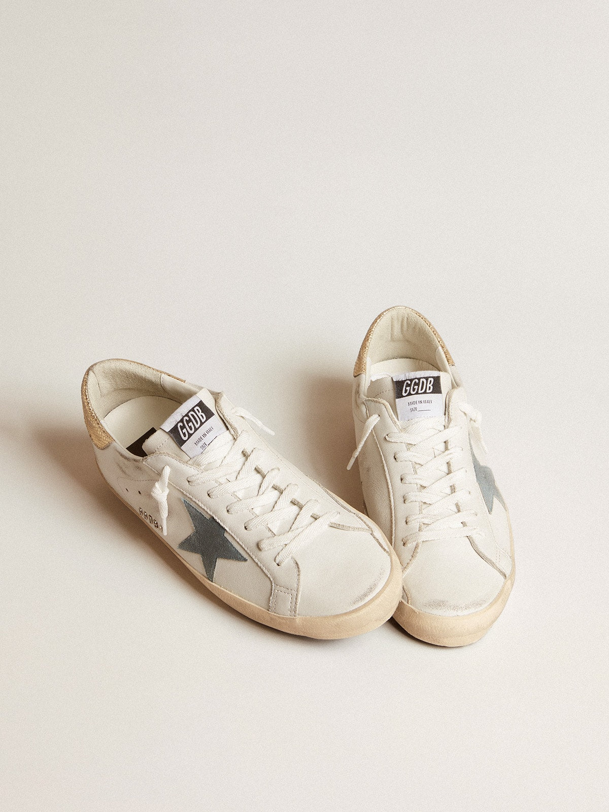 Super-Star avec étoile en daim et contrefort en cuir python platine
