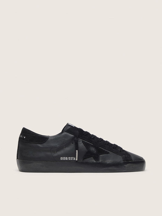 Super-Star pour homme en cuir nappa noir avec détails en daim et foxing noir
