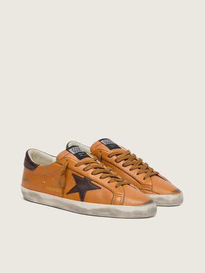 Super-Star LTD homme en cuir orange avec étoile marron