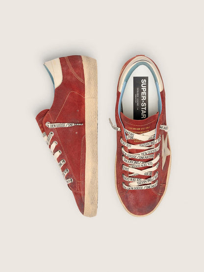 Super-Star homme en cuir velours rouge avec étoile en cuir crème