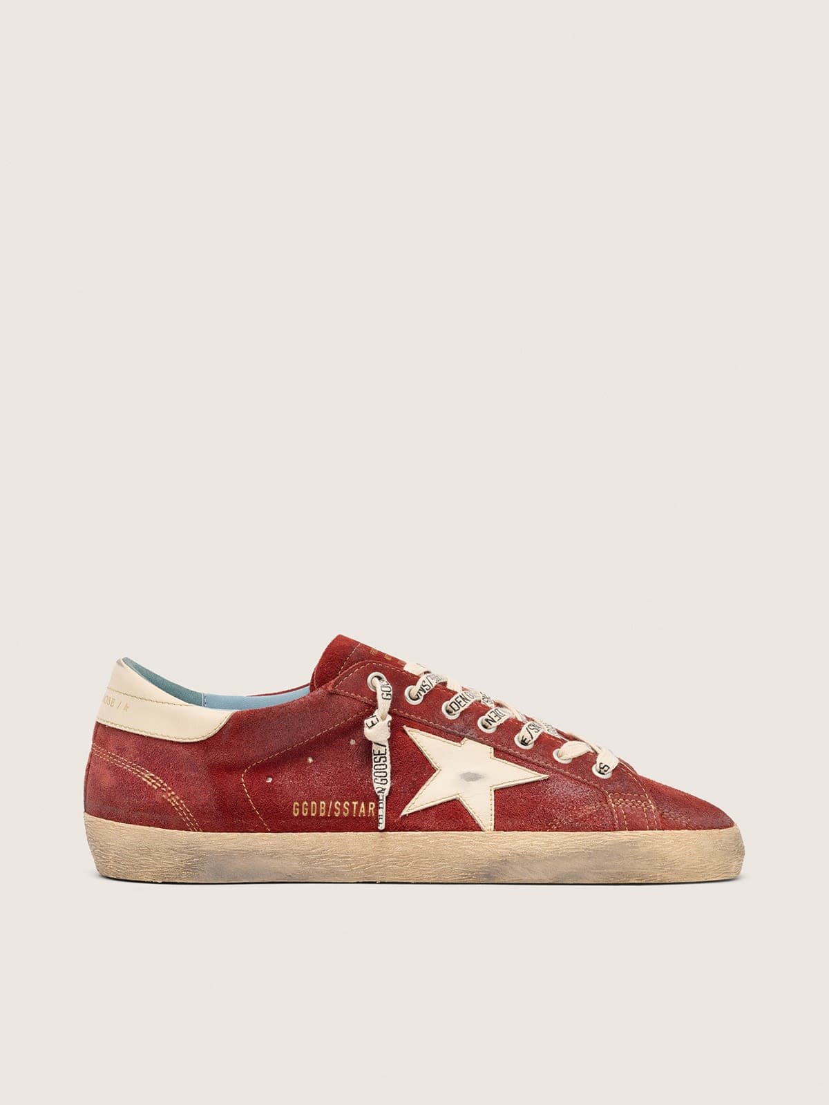 Super-Star homme en cuir velours rouge avec étoile en cuir crème