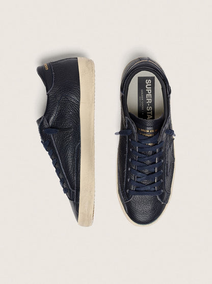 Super-Star pour homme en cuir bleu marine avec étoile en cuir ton sur ton