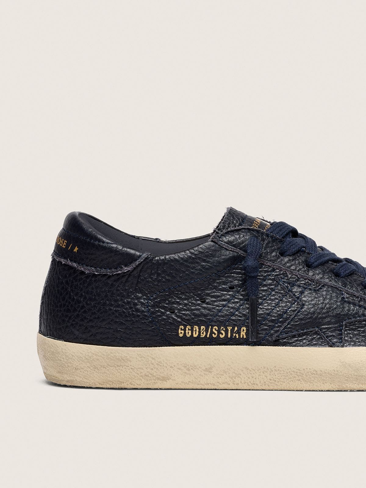 Super-Star pour homme en cuir bleu marine avec étoile en cuir ton sur ton