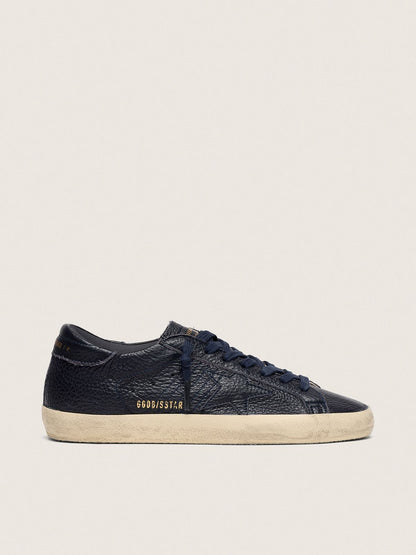 Super-Star pour homme en cuir bleu marine avec étoile en cuir ton sur ton