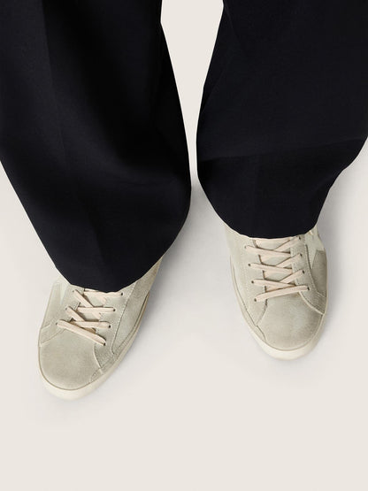 Super-Star homme en cuir velours gris clair avec étoile en cuir blanc