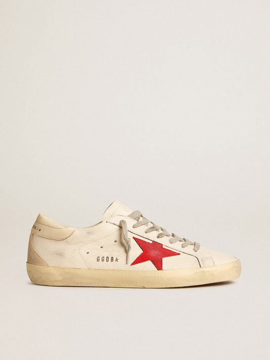 Super-Star pour homme en nappa avec étoile rouge et contrefort en cuir crème