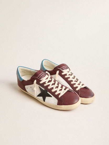 Super-Star homme en cuir craquelé avec étoile marron et empiècement bleu
