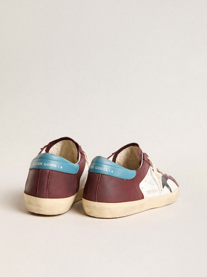 Super-Star homme en cuir craquelé avec étoile marron et empiècement bleu