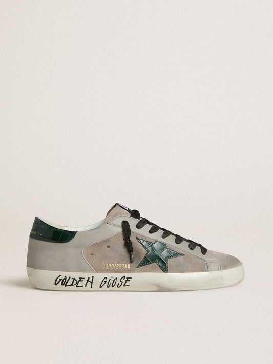 Super-Star pour homme en cuir nappa et cuir velours avec étoile en cuir croco vert
