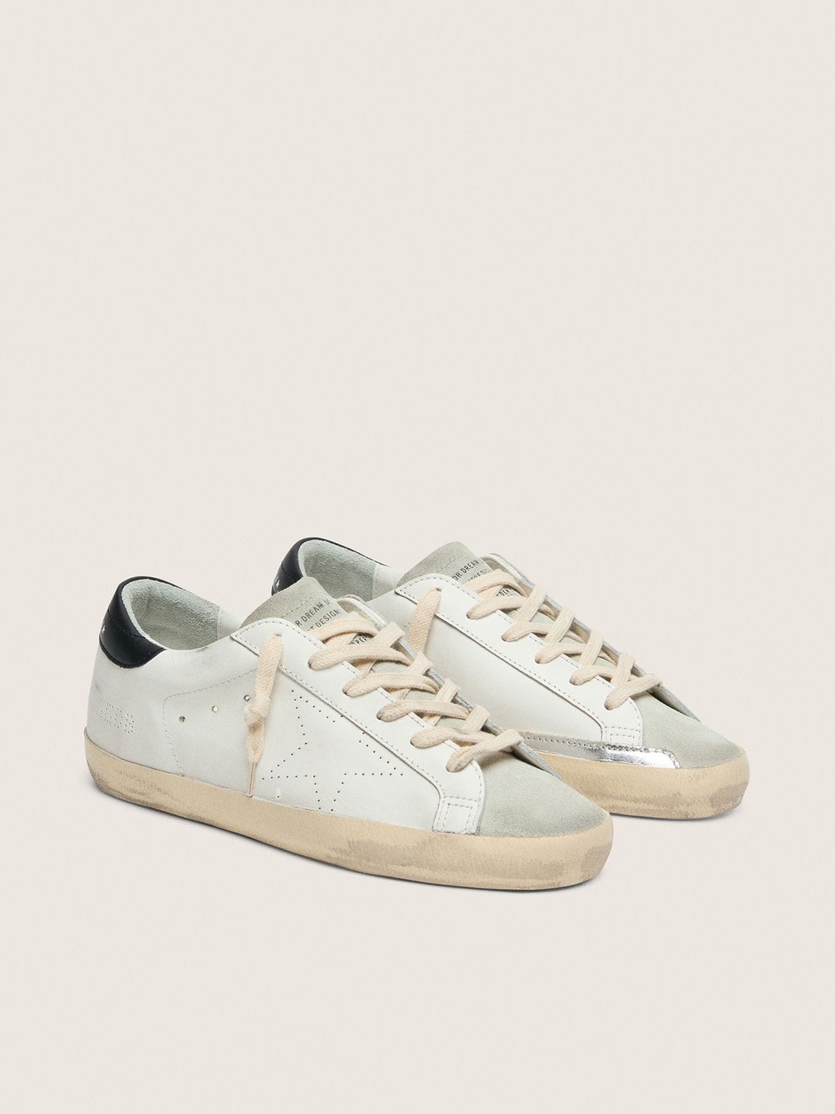 Super-Star homme en cuir blanc avec étoile ajourée