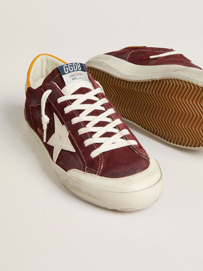 Super-Star pour homme en cuir velours couleur brique avec étoile en cuir blanc et contrefort effet animalier