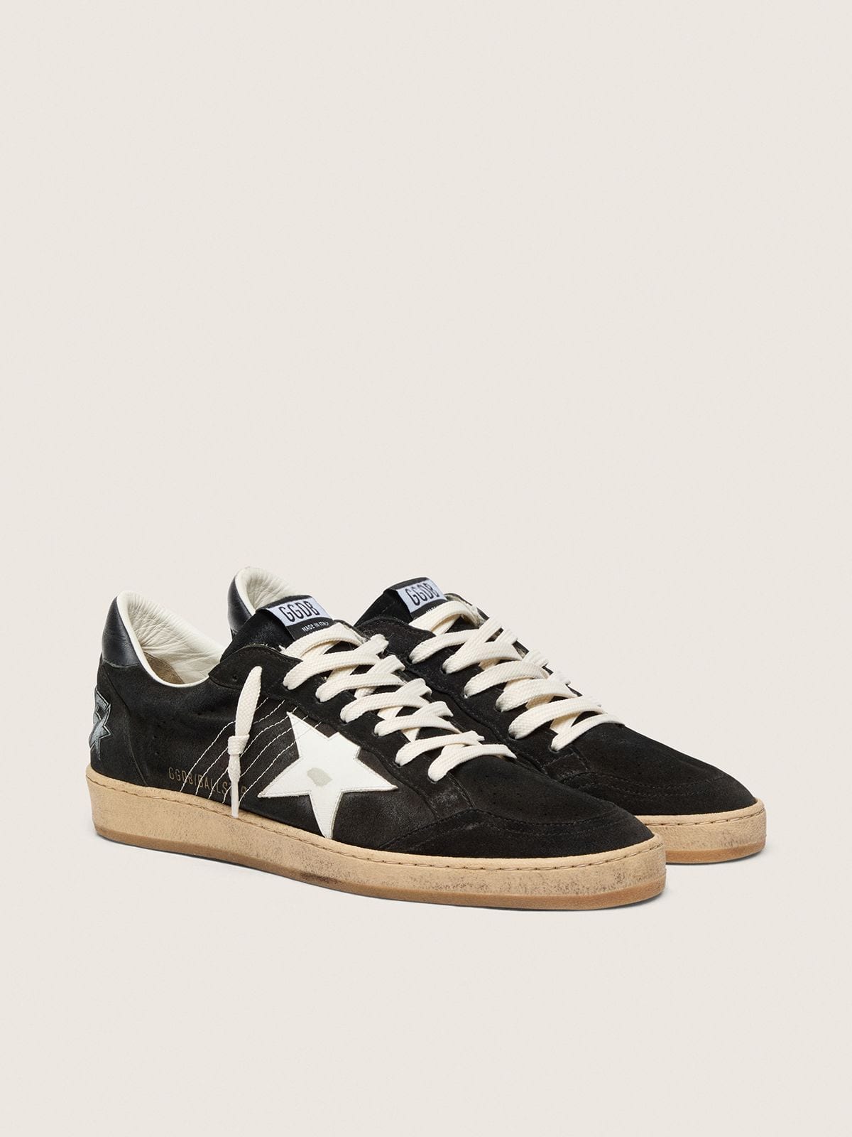 Ball Star homme en daim noir avec étoile en cuir blanc