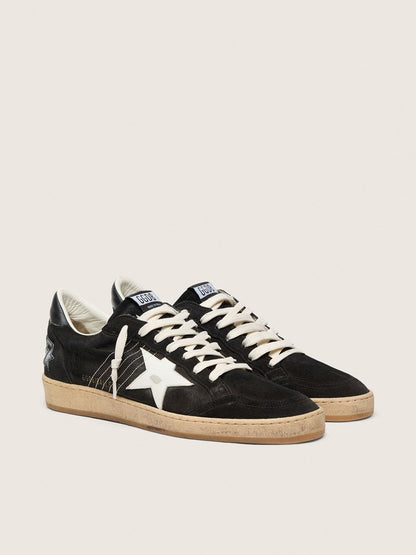 Ball Star homme en daim noir avec étoile en cuir blanc