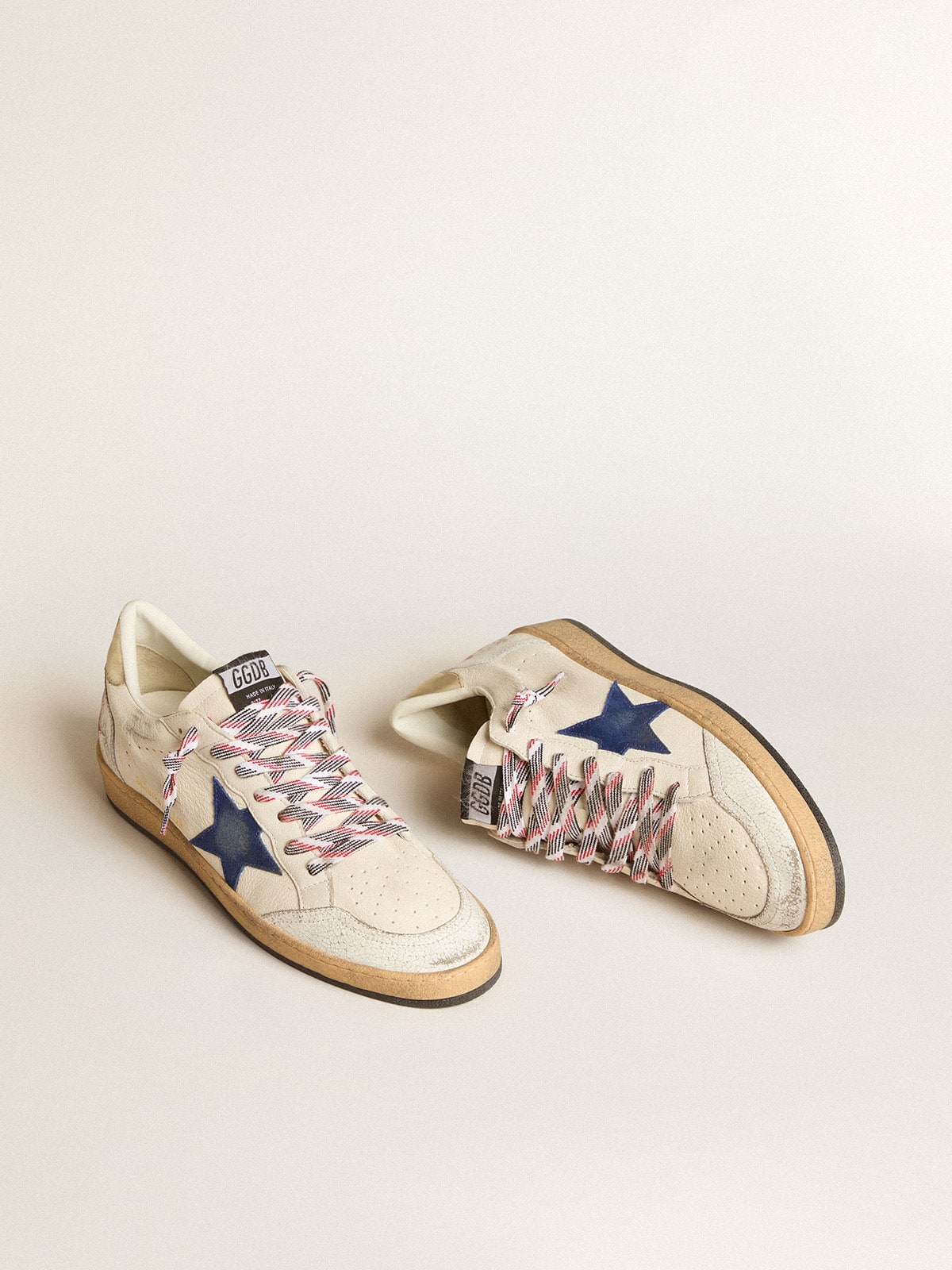 Ball Star en nappa avec étoile en daim bleu et contrefort en cuir platine