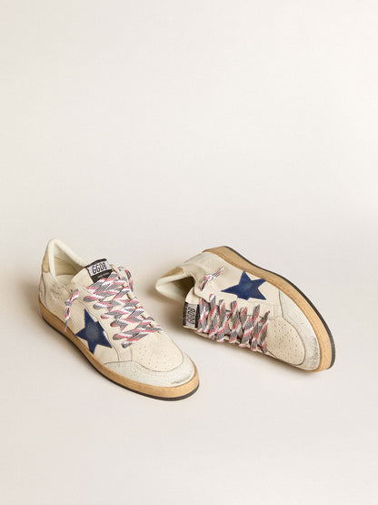 Ball Star en nappa avec étoile en daim bleu et contrefort en cuir platine