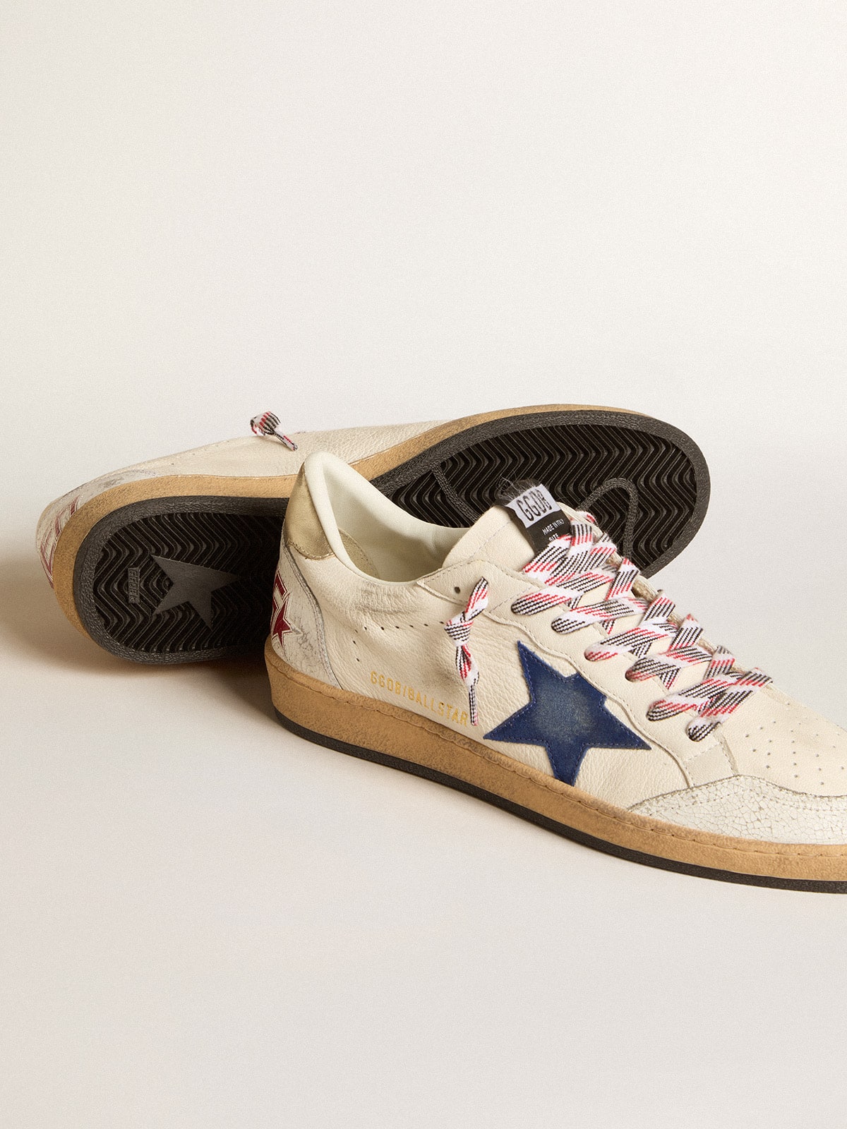 Ball Star en nappa avec étoile en daim bleu et contrefort en cuir platine