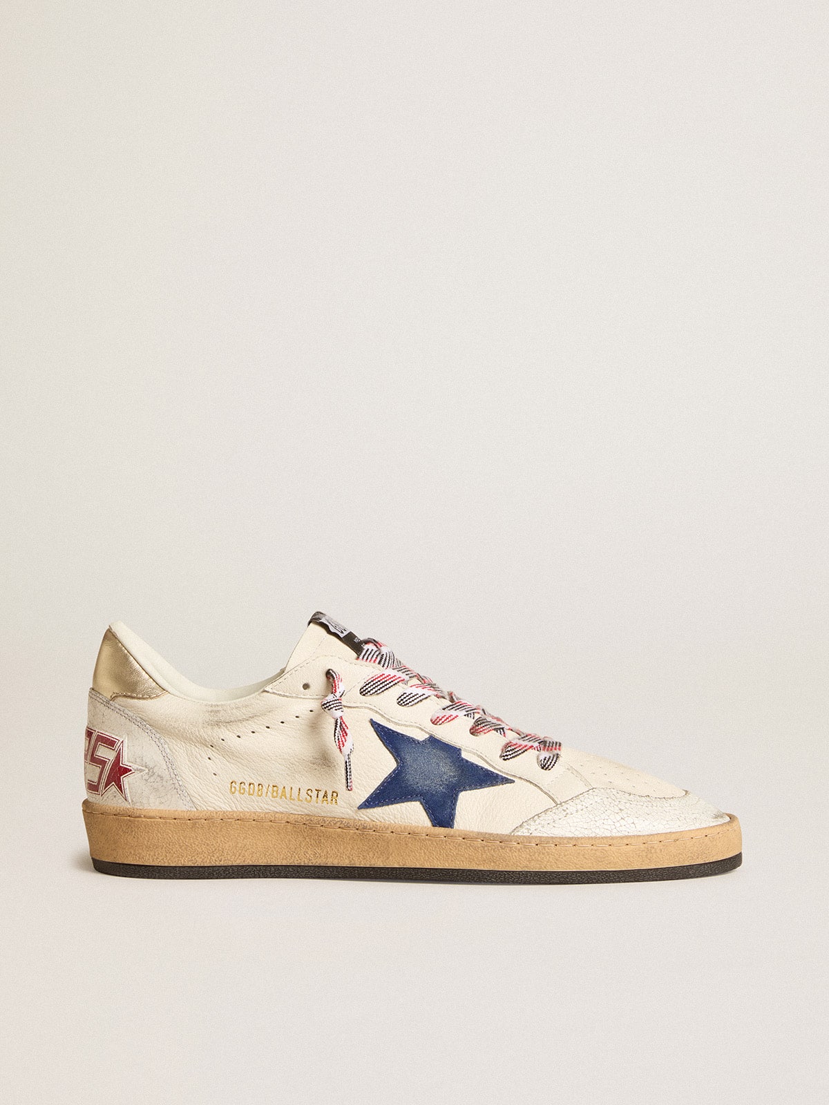 Ball Star en nappa avec étoile en daim bleu et contrefort en cuir platine