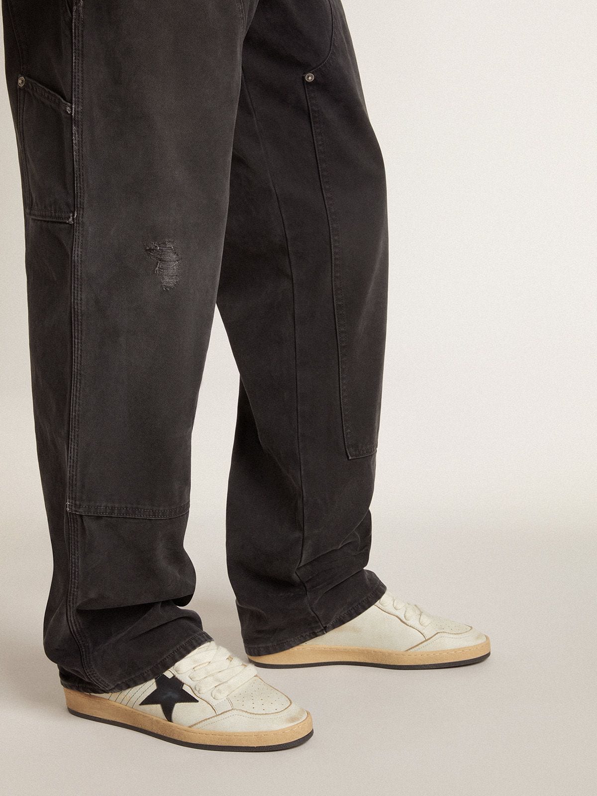 Ball Star pour homme avec étoile en cuir noir et contrefort en cuir vert