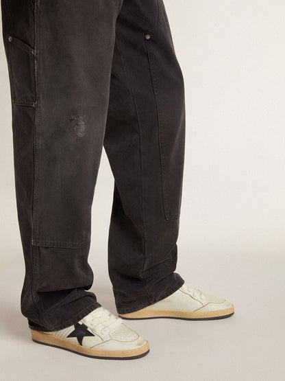 Ball Star pour homme avec étoile en cuir noir et contrefort en cuir vert