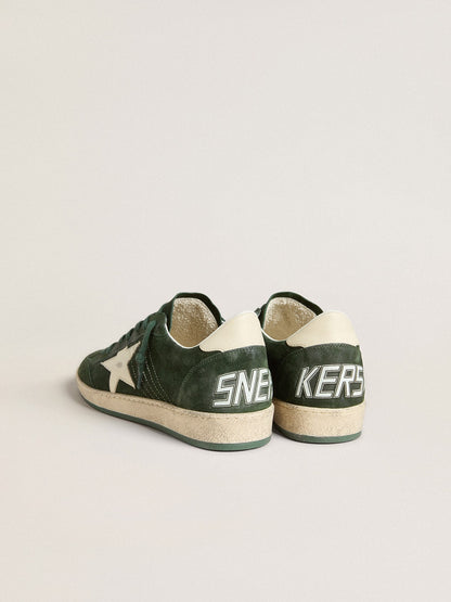 Ball Star pour homme en daim vert avec étoile et contrefort en cuir blanc