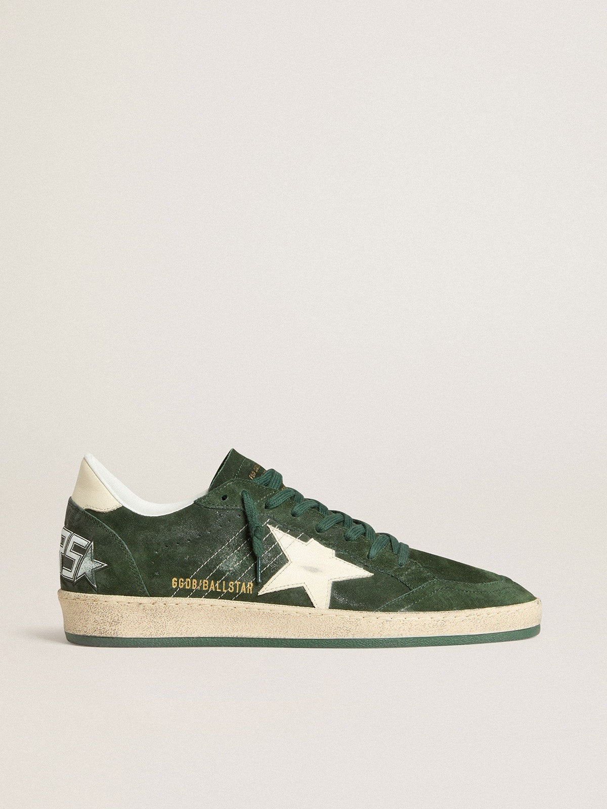 Ball Star pour homme en daim vert avec étoile et contrefort en cuir blanc