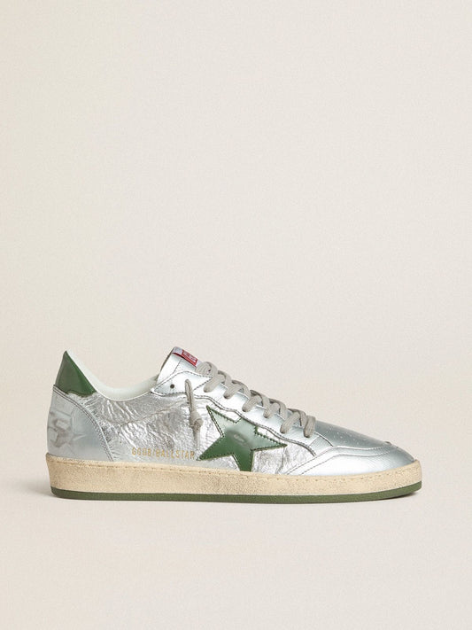 Ball Star pour homme en nylon argenté avec étoile et contrefort en cuir vert