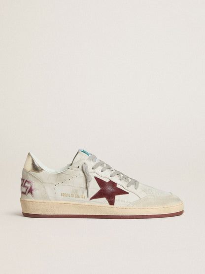 Ball Star pour homme en cuir nubuck imprimé croco avec étoile en cuir velours bordeaux