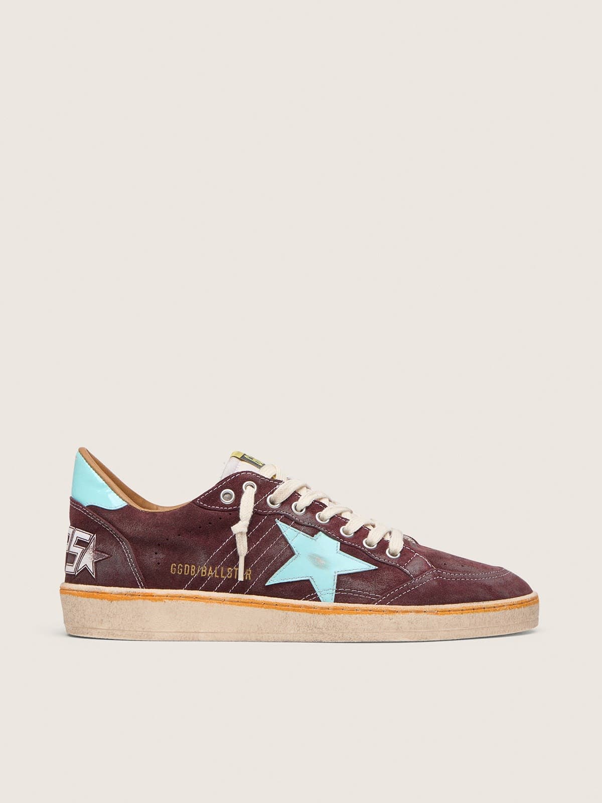 Ball Star pour homme en cuir velours rouge foncé avec étoile et contrefort bleu ciel