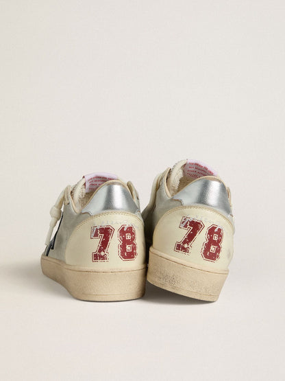 Ball Star pour homme en cuir velours gris avec étoile en cuir nubuck bleu et contrefort en cuir lamé