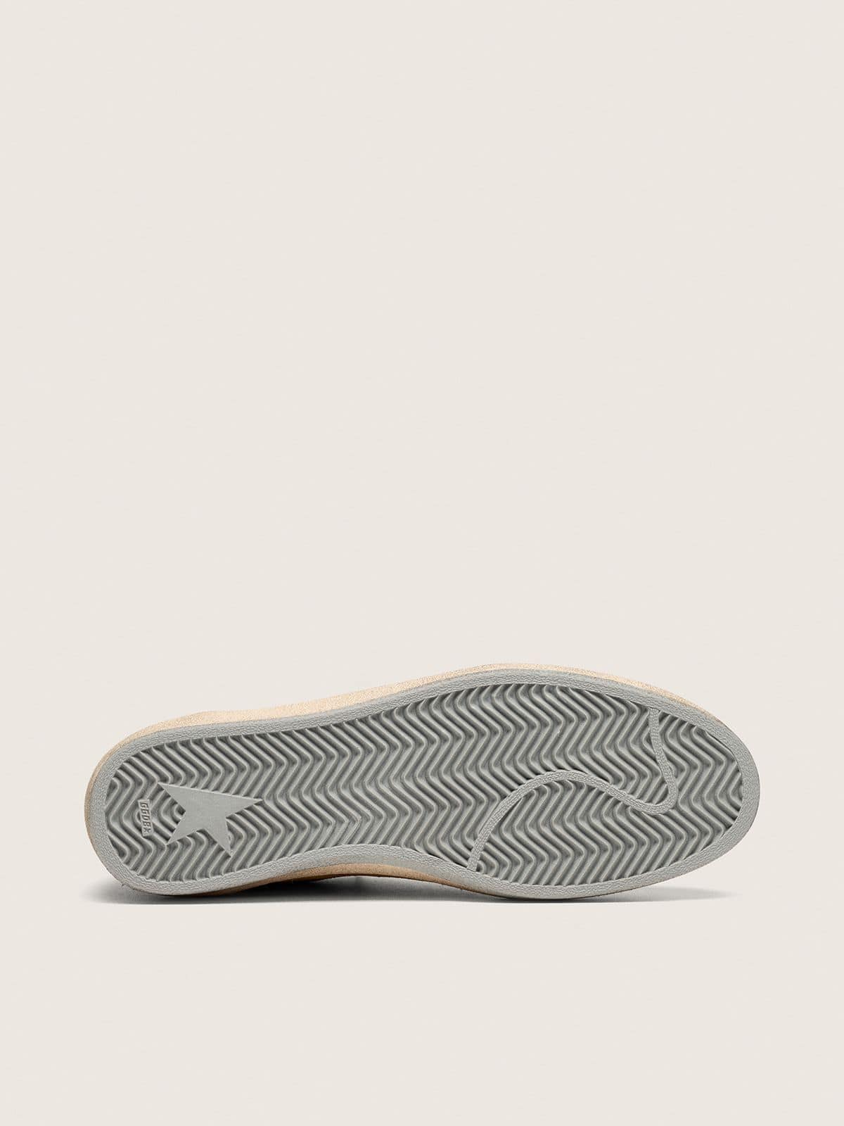 Ball Star pour homme en cuir velours ocre avec étoile en cuir et contrefort en cuir velours bleu ciel
