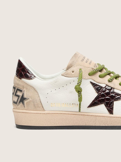 Ball Star homme en cuir blanc avec étoile bordeaux effet croco
