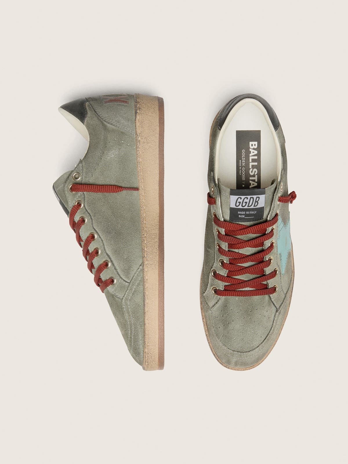 Ball Star homme en cuir velours vert avec étoile vert d’eau