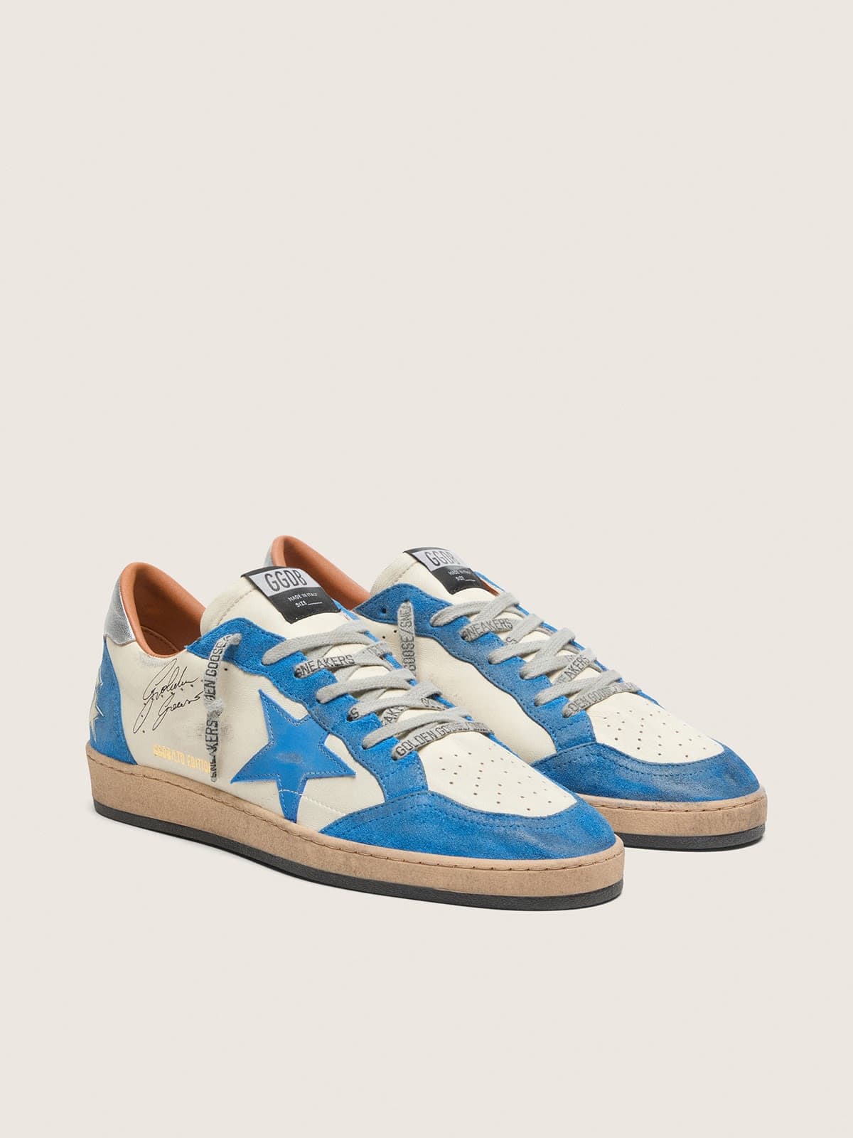 Ball Star LTD pour homme en cuir blanc avec étoile en cuir bleu ciel