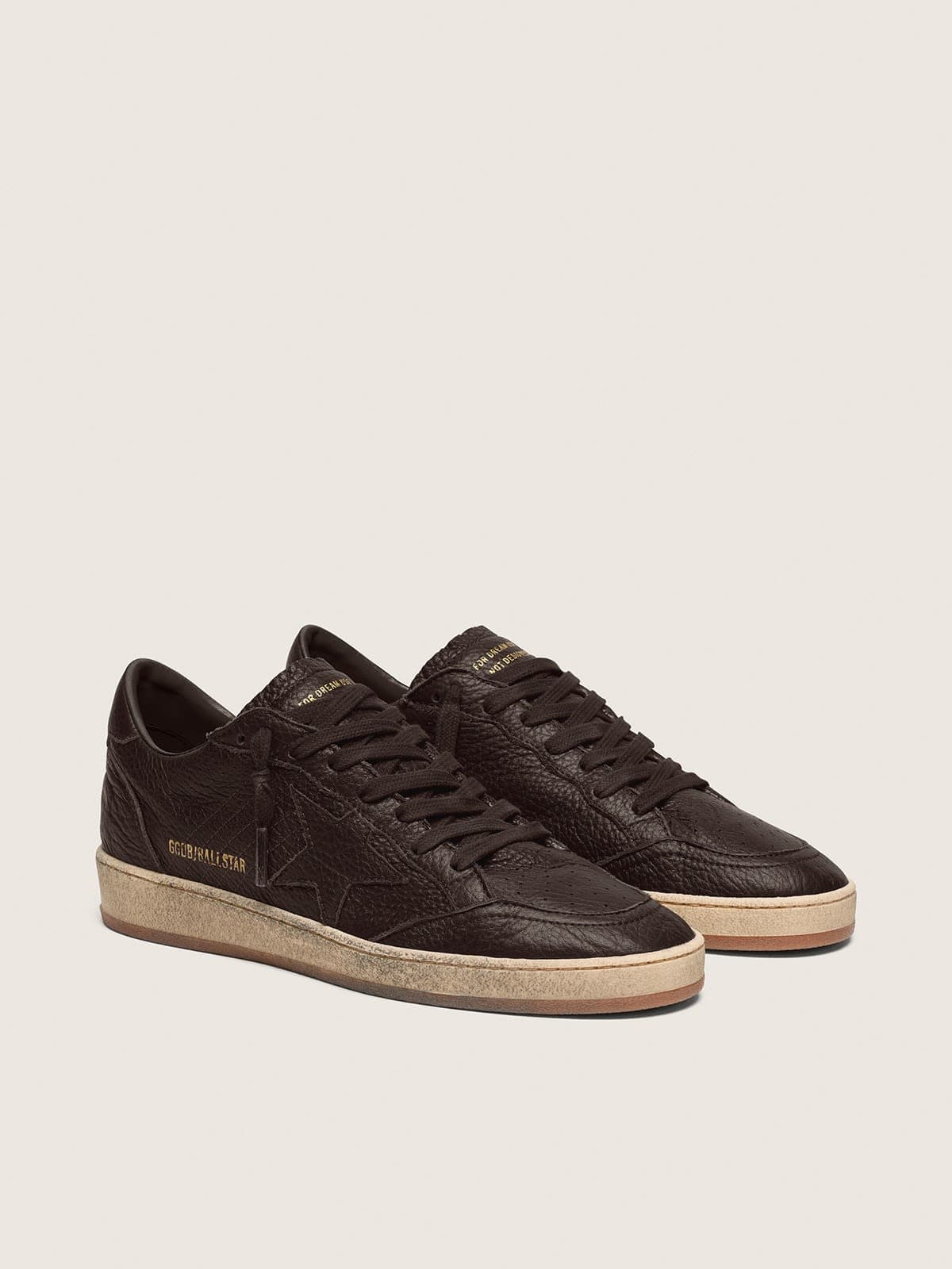 Ball Star pour homme en cuir marron foncé avec étoile en cuir ton sur ton
