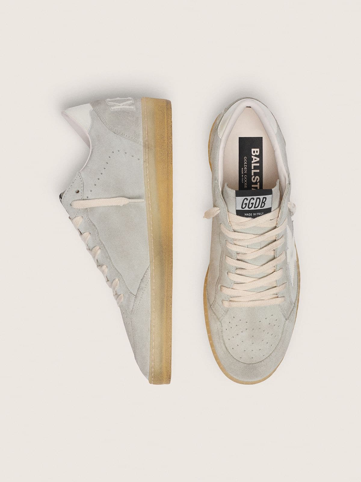 Ball Star homme en cuir velours gris clair avec étoile en cuir blanc