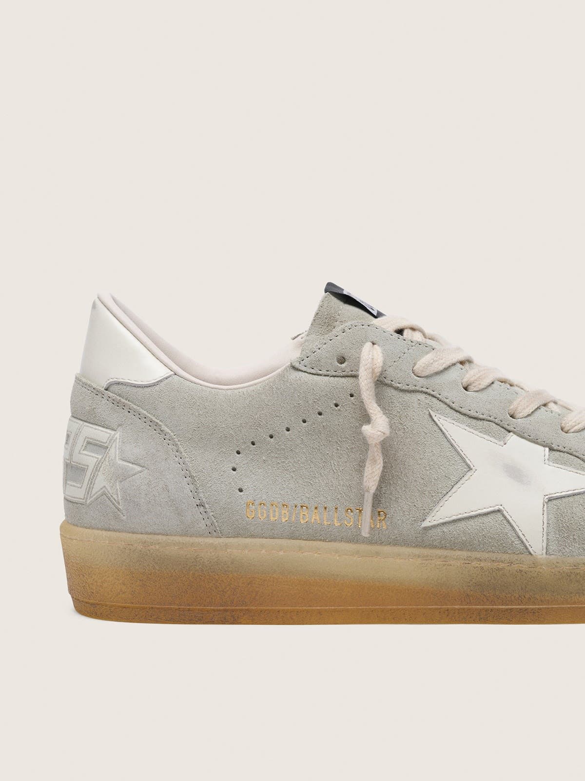 Ball Star homme en cuir velours gris clair avec étoile en cuir blanc
