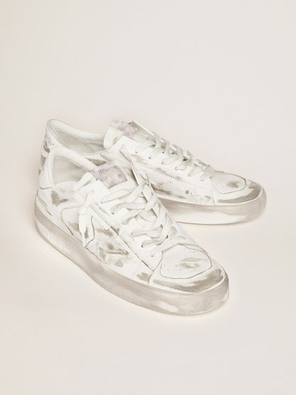Stardan en cuir blanc avec étoile et contrefort en cuir blanc
