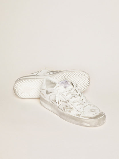 Stardan en cuir blanc avec étoile et contrefort en cuir blanc