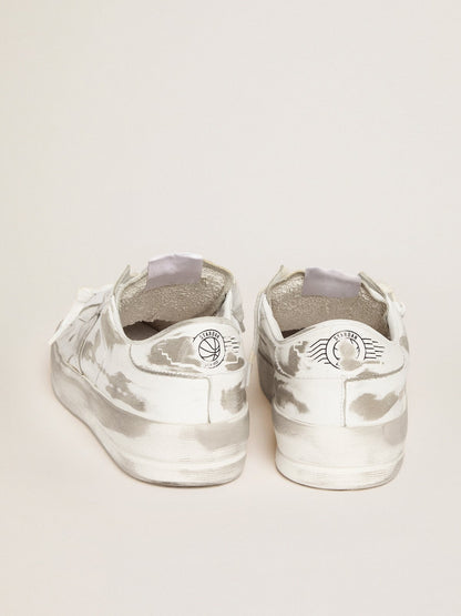 Stardan en cuir blanc avec étoile et contrefort en cuir blanc