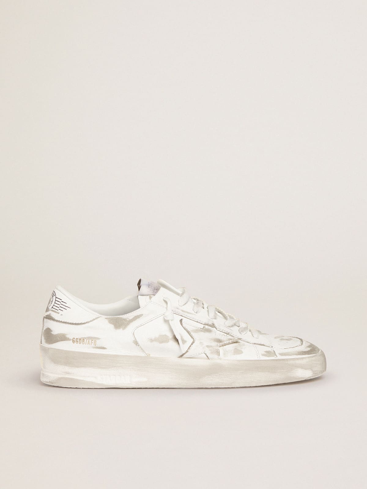 Stardan en cuir blanc avec étoile et contrefort en cuir blanc