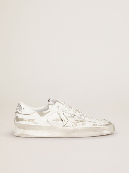 Stardan en cuir blanc avec étoile et contrefort en cuir blanc