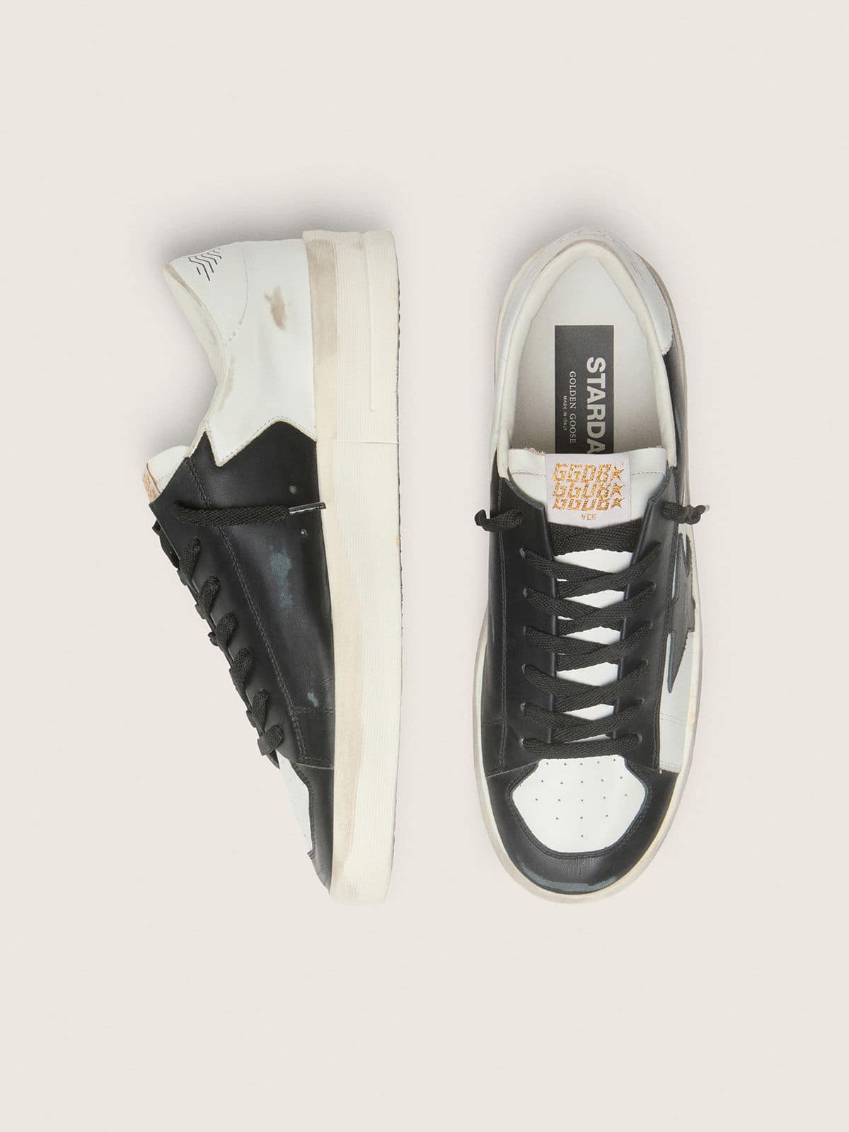 Stardan homme en cuir blanc et noir