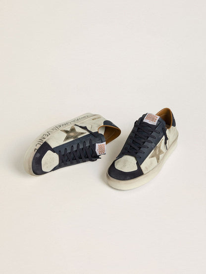 Stardan pour homme en cuir nubuck avec étoile en cuir lamé et contrefort en cuir nappa bleu