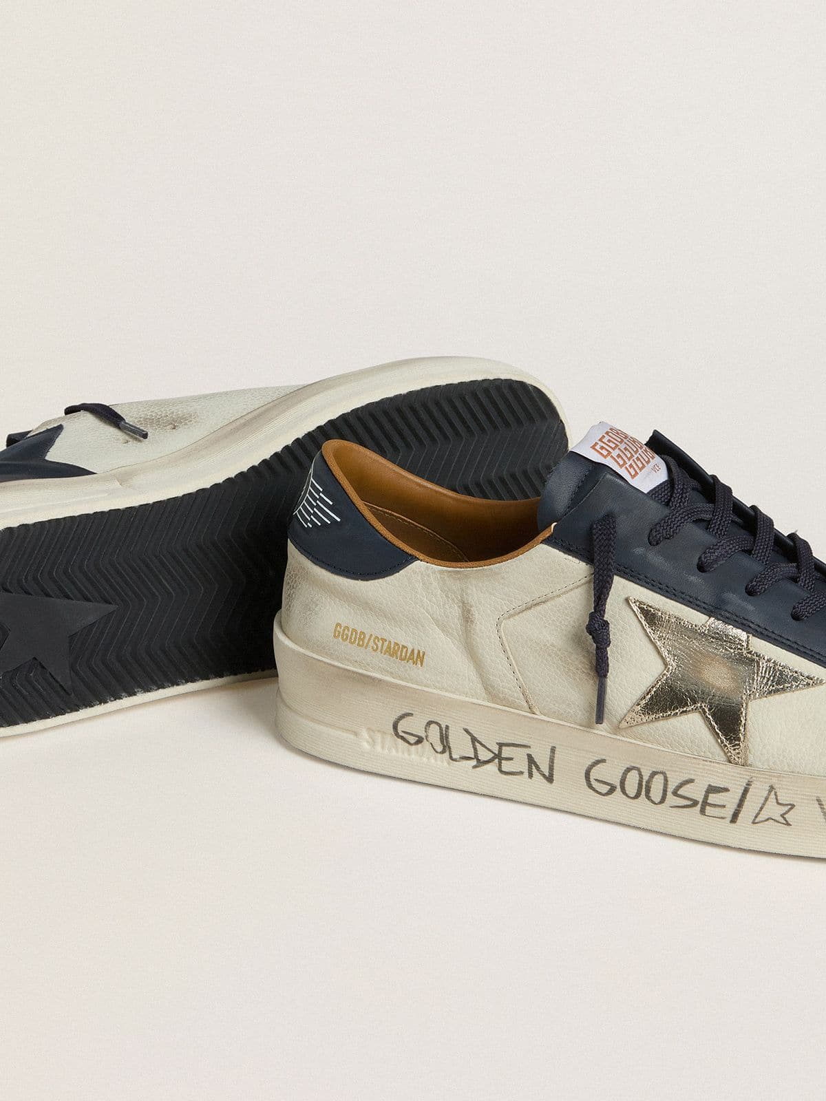 Stardan pour homme en cuir nubuck avec étoile en cuir lamé et contrefort en cuir nappa bleu